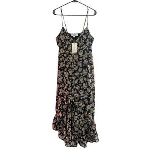 NWT No Comment Hi-Low Black Floral Maxi Dress Fairy/Y2K Style Size Small